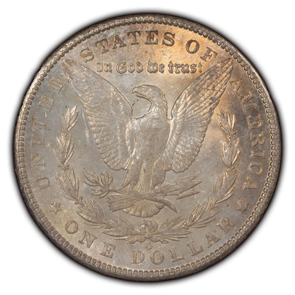 1902 年 O 版 1 美元摩根银元 - 纺织彩虹色 - 未流通 - SKU-D3167 — 第 4/4 张图片