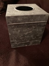 Silver galvantized steel/tin tissue cover box, 5.5"L x 5.5"W x 6 H