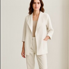 See U Soon Dacka Soft White Textured Blazer Style Jacket  Size 1 S/M     