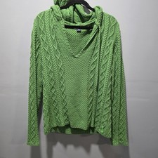 Vintage Y2K Polo Jeans Ralph Lauren Green Cotton Sweater SZ M Cable Knit Preppy