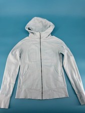 Lululemon Scuba Hoodie Full-Zip Cotton Fleece Light Blue Women's Size 8