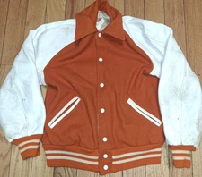 1950-60s Texas Longhorns Varsity Reversible Letterman Sand Knit Jacket Jersey 