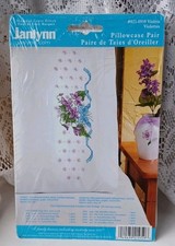 NEW IN PKG 2005 JANLYNN STAMPED CROSS STITCH PILLOWCASE PAIR 021-0959 VIOLETS
