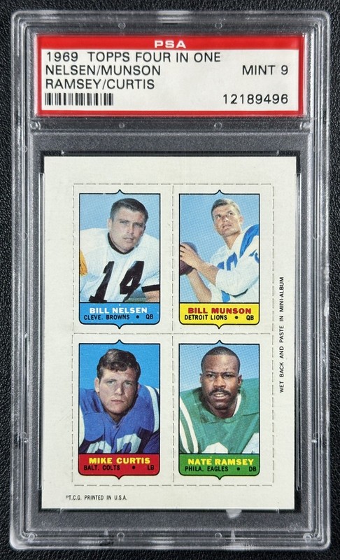 1969 TOPPS FOUR IN ONE 4-IN-1 PSA 9 BILL NELSEN MUNSON CURTIS RAMSEY 9496