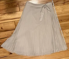 ELIE TAHARI  Tan Beige Accordion Pleated Midi Skirt With Tie Bow Size 6