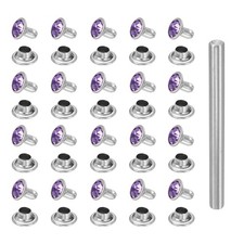 120pcs Crystal Rivets 6mm Rhinestone Stud with Installation Tool, Silver Purple