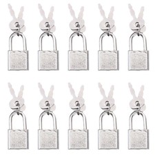 10Pcs Mini Cute Diary Padlock, Tiny Luggage Lock with Keys, Small Silver