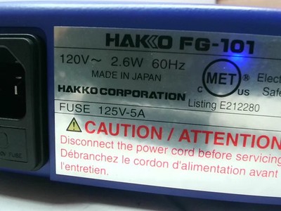 Hakko FG-101 Soldering Iron Tester w/ Power Cable 120V 2.6W 60Hz-Used