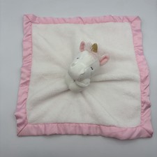 Carters Plush Unicorn White Pink Satin Backing Trim Security Blanket Lovey 2020