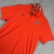 Auburn University Tigers Under Armour Polo Shirt Men's Large Orange