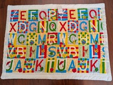VTG Baby Blanket Quilt Alphabet Primary Colors Cotton Polyester Made in USA