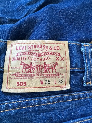 Vaquero occidental recto vintage Levis 505 xx para hombre 35x32 EE. UU. cremallera mosca años 90 americano - Imagen 3 de 10