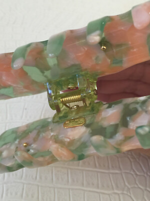 ETRO Milano Made in ITALY Acrylic Lrg HAIR CLIP Gold Plated  display picture 1