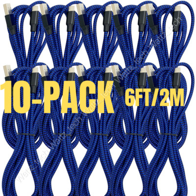 10X Bulk Lot USB Cable 6ft For iPhone 13 12 11 X Charger Fast Charging Data Cord