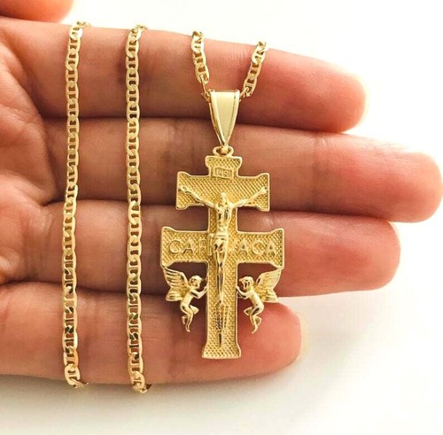 18K GOLD FILLED CARAVACA CROSS NECKLACE 