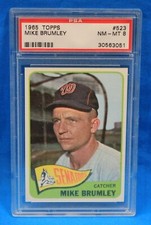 1965 TOPPS # 523 Mike Brumley PSA 8 NM-MT # 30563051  WASHINGTON SENATORS !!!