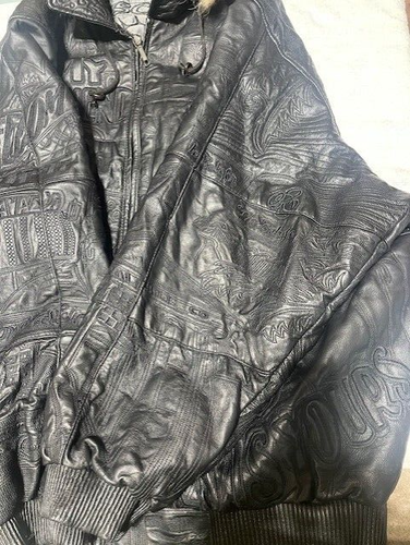Vintage SCARFACE Movie Embroidered Stitched Leather Coat 6xl Hip Hop W/ Hood - Picture 13 of 20