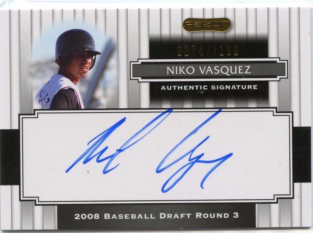 Niko Vasquez 2008 Razor Authentic Signature Auto Autograph #D