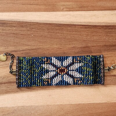 Floral Seed Bead Bracelet Janna Cerutti Boho Hippie Flower Jewelry 