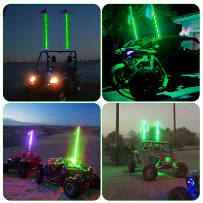 4ft LED Whip Green Light Antenna w/Flag fits Can Am Maverick X3