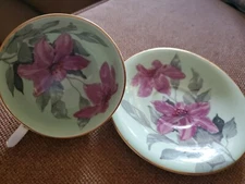 Antique Windsor Hand Painted With Raised Painted Decor Cup And Saucer ~ RARE 