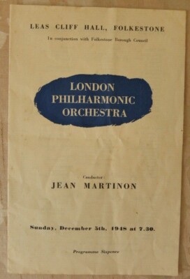 London Philharmonic Orchestra conductor Jean Martinon Dec 5th 1948 Concert prog