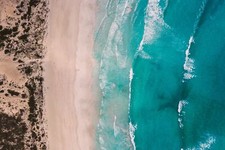 Landscape nature water beach trees sea turquoise aerial Custom Gaming Mat Desk