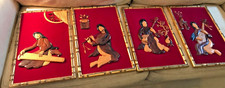 VNTG CARVED WOODS pictures set 4 WOMEN-MUSIC INSTRUMENTS-VAR SHIP OPT