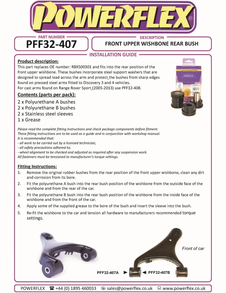 Powerflex Fr Supérieur Fourche RR Moyeu Pour Land Rover Discovery 3 04-09 - Photo 3/4