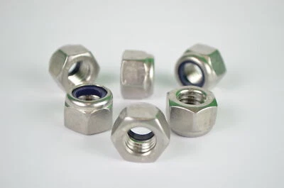UK FASTENER SHOP LTD M8 Nylon Insert Hex Full Nut Type P Nyloc Nut Locking Nut Stainless Steel A2
