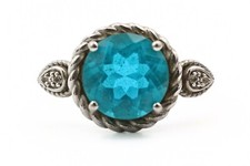 Splendid Hallmarked Sterling Silver Lab Blue Spinel CZ Ring Sz 9.75