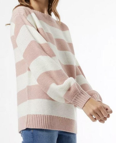 Womens Jumper Slash Neck Stripe Chunky Knit Sweater Ex Dorothy Perkins RRP £26 - Picture 4 of 7