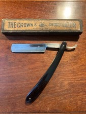 Antique / Vintage Crown and Sword German Straight Razor in Original Makers Box