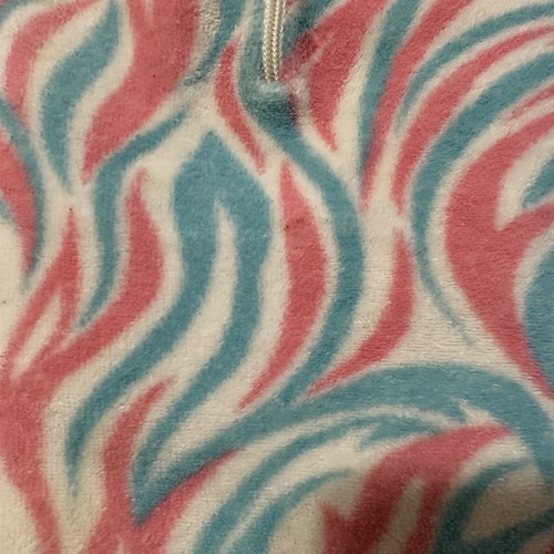 Vintage Sears Girls Fleece Plush Pullover Quarter Zip Mod Psychedelic Pink Blue - Picture 3 of 8