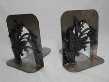 METZKE PEWTER BOOKENDS 1980 Butterfly