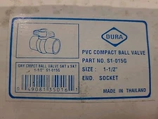 DURA 1-1/2 in. Gray PVC Compact Ball Valve, Sch 80, Socket/Slip/Solvent