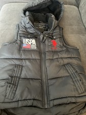 U.s. Polo Assn Navy Hooded Quilted Body-warmer. Size 8 Or Small Sized.