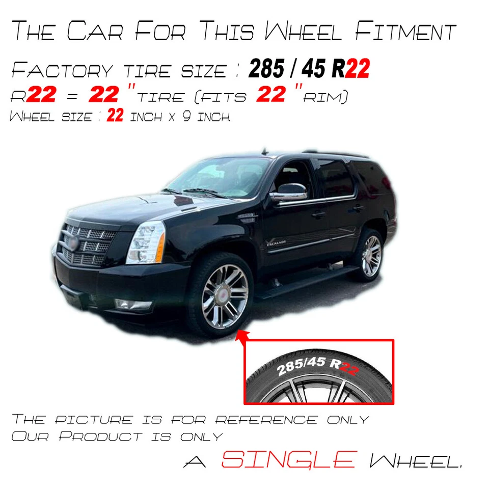 🔥 22" Chrome Wheel for 2007-2014 Cadillac Escalade ESV EXT OEM QUALITY RIM 5358 - Image 2 of 4