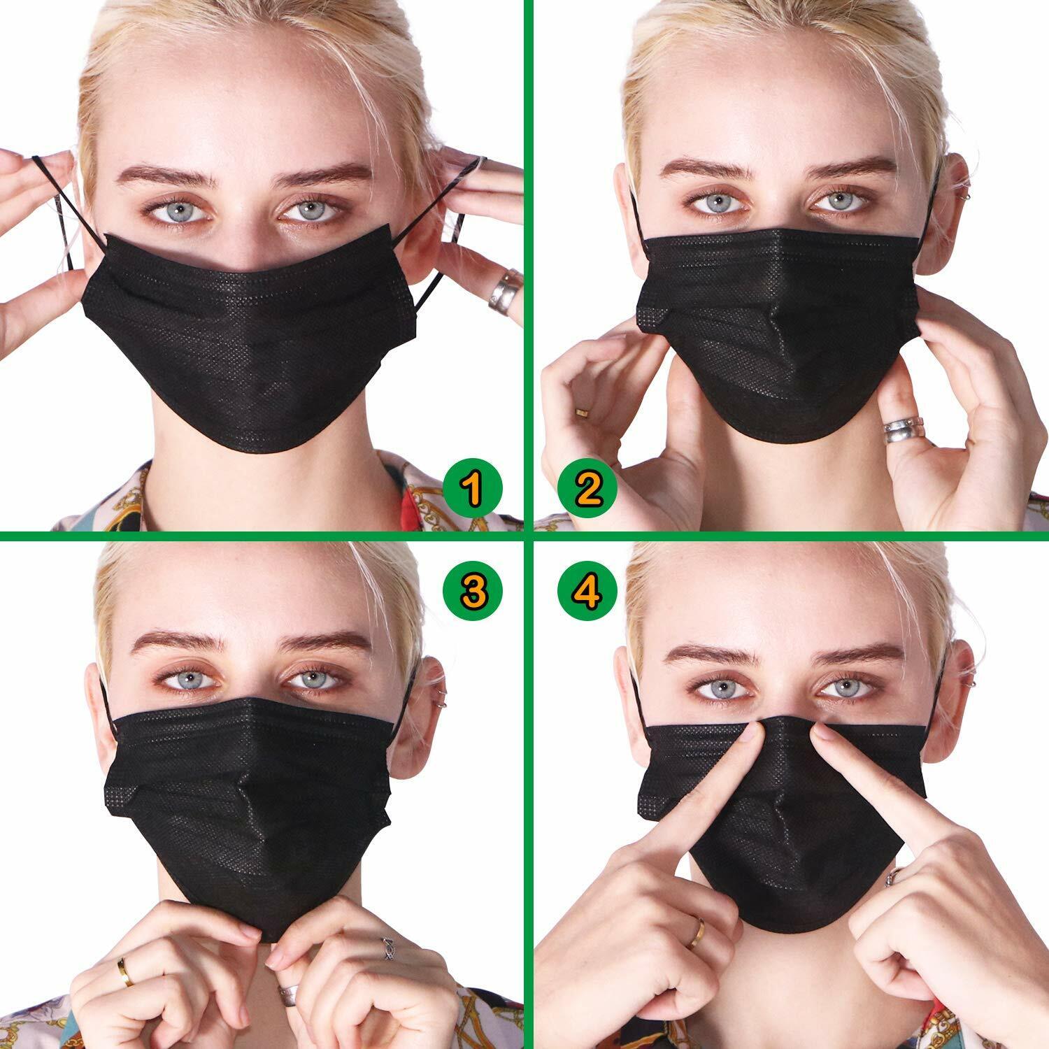 20/50/100 PCS Black Face Mask Mouth & Nose Protector Respirator Masks USA Seller
