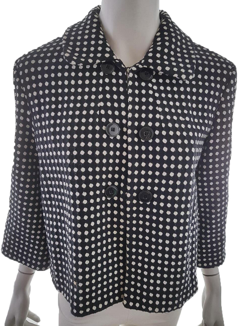 Fransa T. L Negro Blazer con gancho Algodón 100% Manga 3/4 Lunares