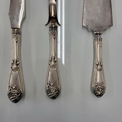 Vintage Sterling Silver Alvin Engraved Handle Silverware knife fork Nice Shape - Picture 5 of 9