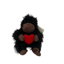 Applause Black Gorilla Holding Red Heart Valentines Plush 10" Stuffed Animal Toy