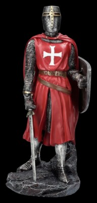 Ritterfigur - Kreuzritter mit Schwert rot - Mittelalter Reiter Medival Deko 