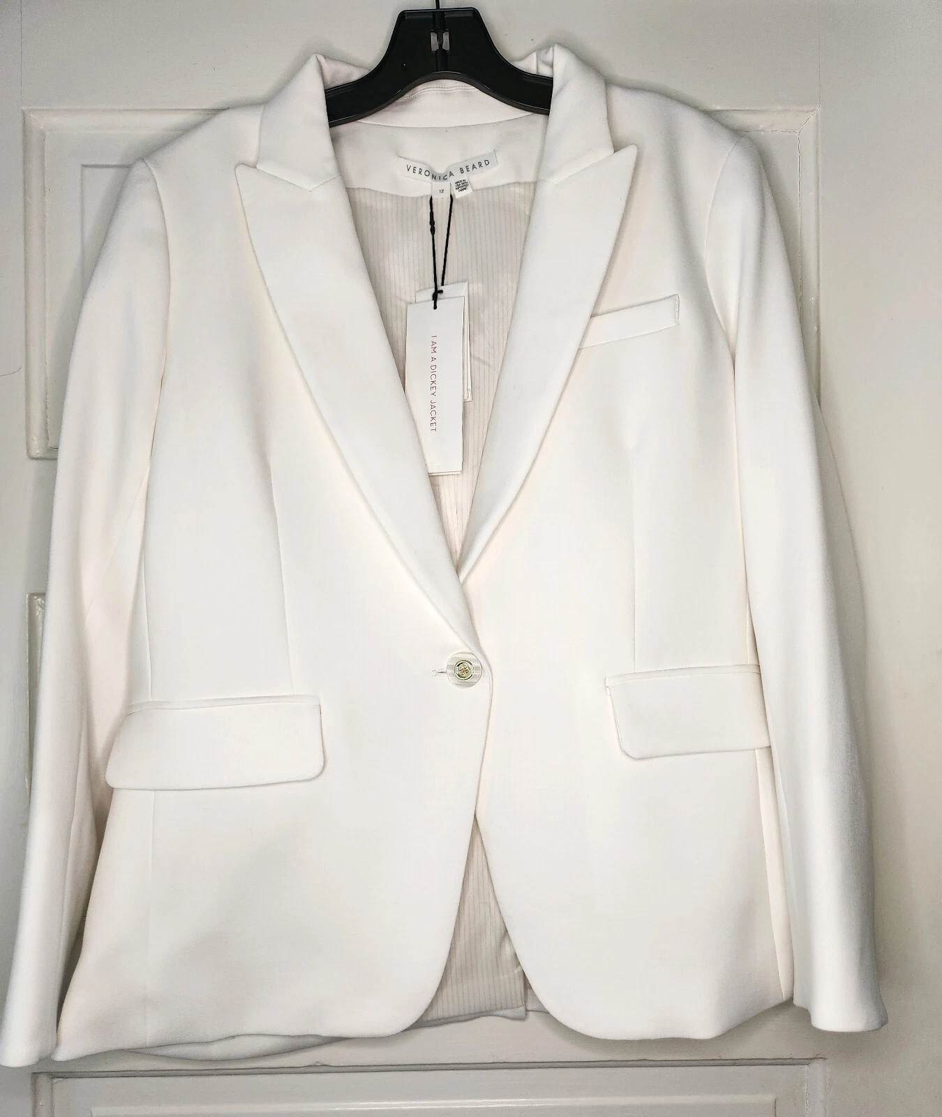 OFF WHITE blazer donna tg 12 nuovo con etichetta VERONICA BEARD Dickey Jacket CUTAWAY bianco sporco