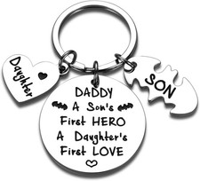 Dad Keychain Gifts from Son Daughter to Daddy Fathers Day Christmas Silver