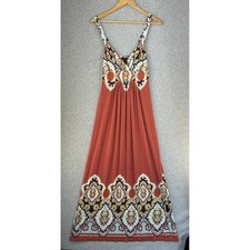 Soma Intimates Boho Paisley Maxi Dress Terracotta Orange Medallion Print Small