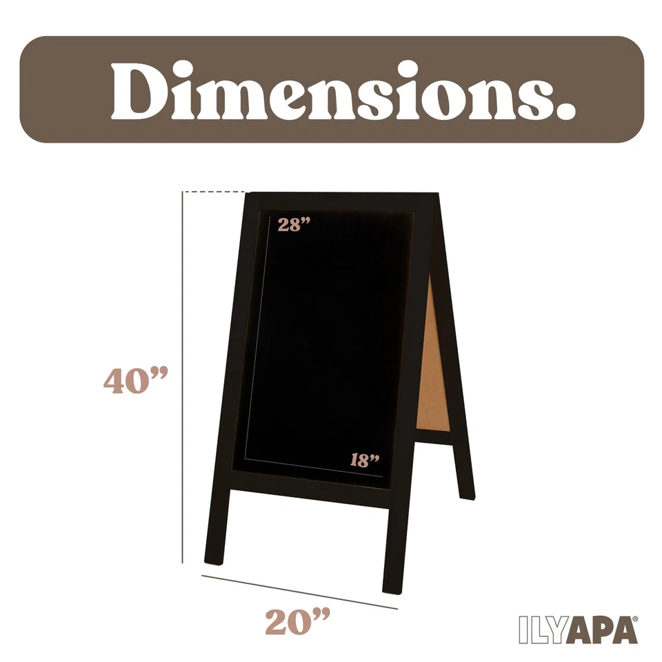 Wooden A-Frame Chalkboard Sign with Eraser, 40 x 20 Inch Magnetic Sidewalk Me... - Image 2 of 4