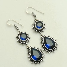 Orecchini pendenti goccia tanzanite fatti a mano gioielli da donna 1,8" AE-51230