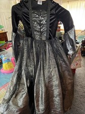 Spirit Halloween Gothic Witch Costume Child Size Small Silver Dress w Tulle