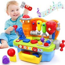 Musical Tool Bench for 1 Year Old Boy - Montessori Shape Sorter Gift